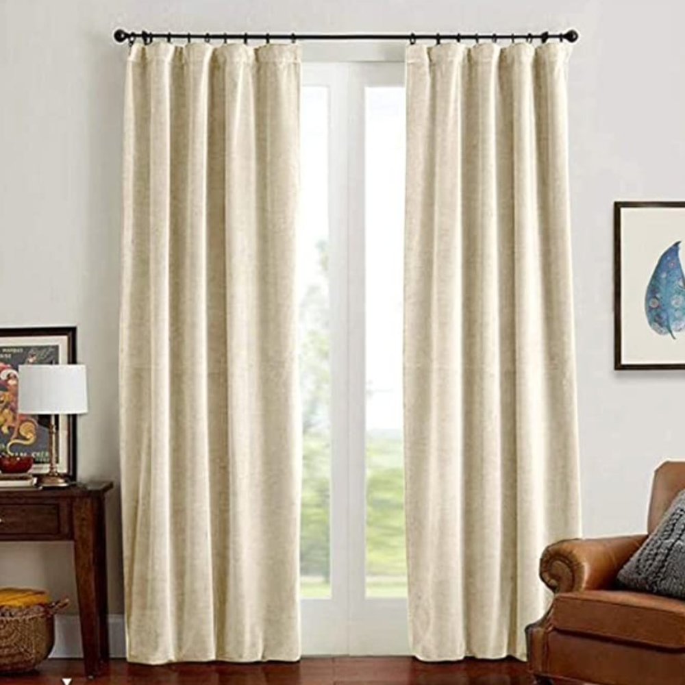 NWT Lazzzy Beige Velvet Curtains Thermal Insulated Curtains 90 Inch